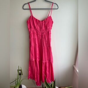Anthropologie Pink Tiered Maxi Dress